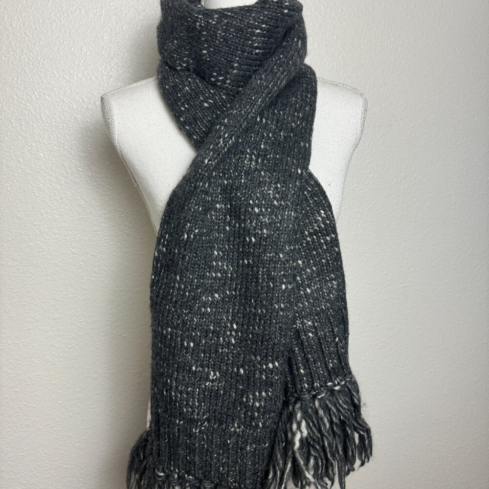 rag & bone  Winter Warm  Wool Knit Gray Long Scarf Fringe Unisex